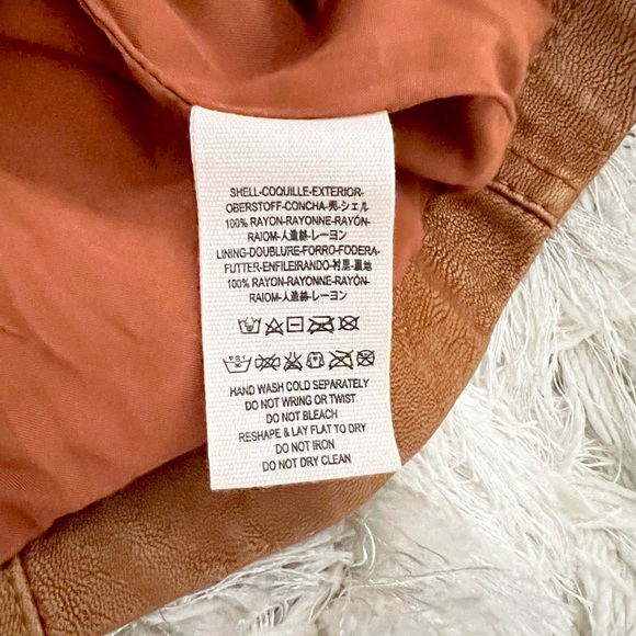 Free People Modern Femme Vegan Faux Leather Mini Skirt Camel Moroccan Spice 8 - Picture 10 of 10